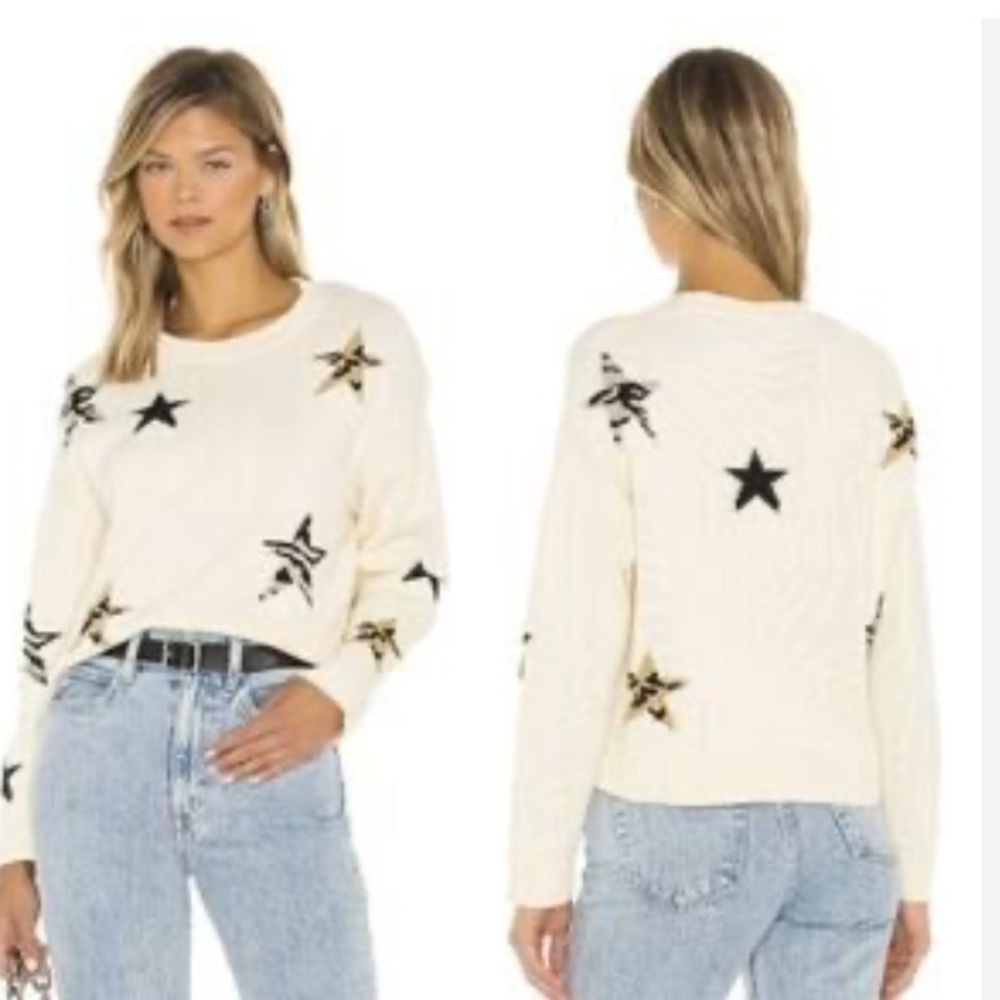 Rails Perci Neutral Animal Star Intarsia Sweater in Ivory XS